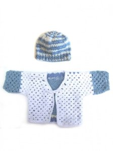 KSS Sky Colored Cotton Granny Sweater/Jacket (3 Months)