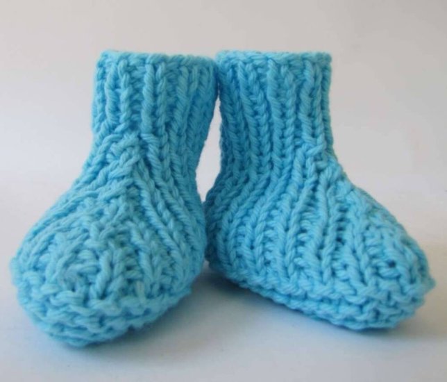 KSS Cotton Knitted Turqoise Booties (6 - 9 Months) BO-036 - Click Image to Close