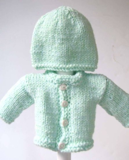 KSS Mint Green Sweater/Cardigan with a Hat (Newborn)