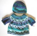 KSS Blue/Green/White Pullover Sweater with a Hat (6 Months) SW-617
