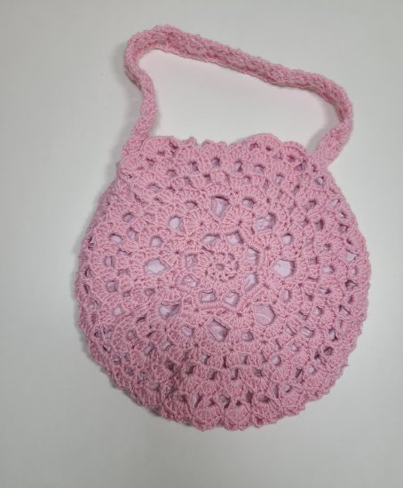 KSS Kids/Adults Lined Pink Cotton Granny Circle Crochet Small Bag TO-107