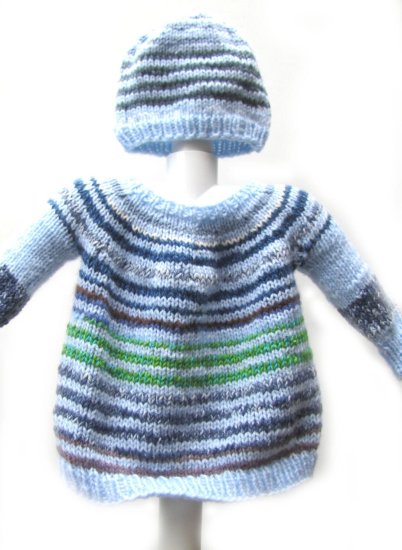 KSS Striped Pullover Baby Sweater with a Hat (12 Months) SW-941