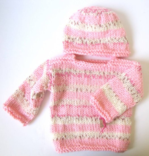 KSS Heavy Pink/Beige Striped Toddler Pullover Sweater  3T SW-681