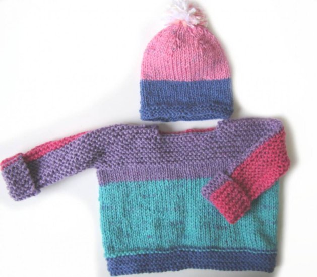 KSS Pink/Grey Pullover Sweater with a Hat 12 Months SW-666 - Click Image to Close