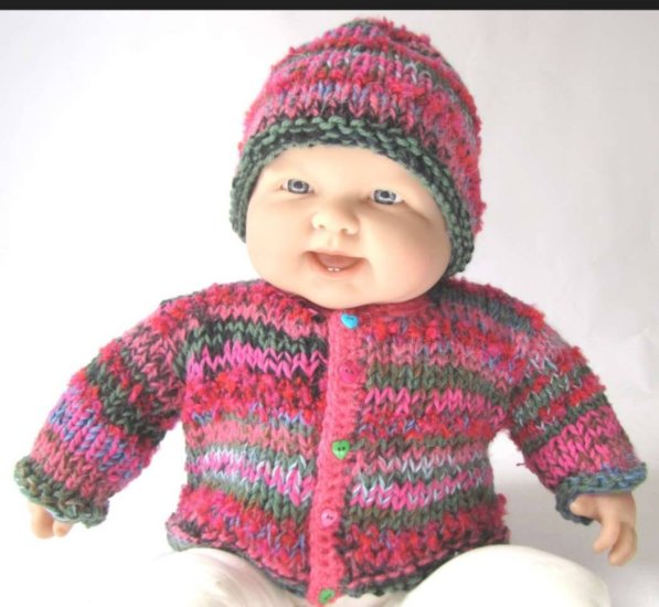 KSS Very Colorful Sweater/Jacket and Cap set (6 Months) - Click Image to Close