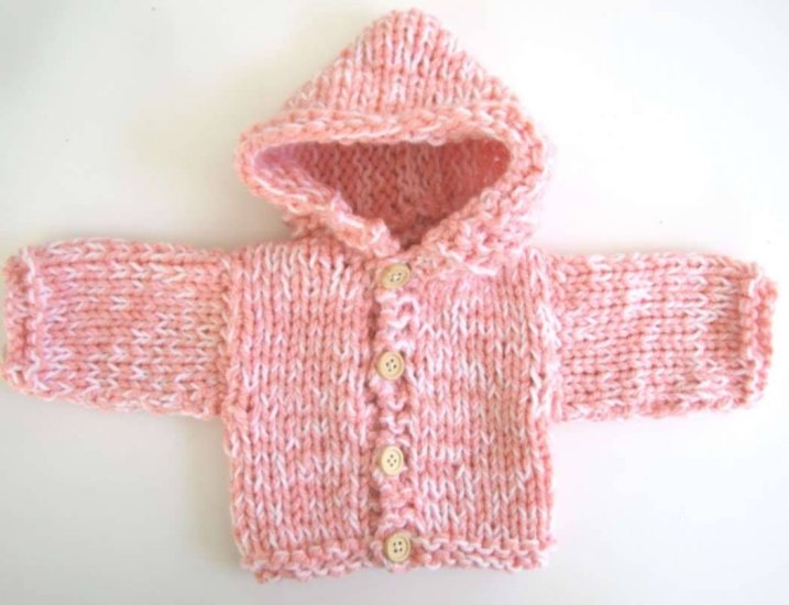 KSS Heavy Pink/White Hooded Sweater/Jacket 3 Months - Click Image to Close