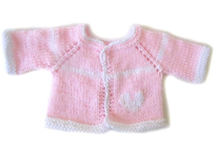 KSS Pink Sweater With a White Heart, Hat and Sun Visor (3 Months) - Click Image to Close