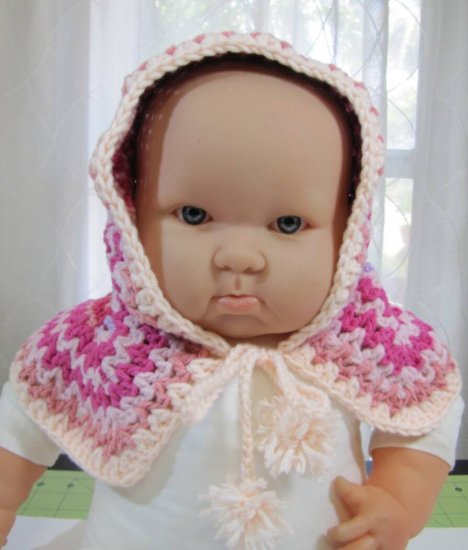 KSS Pink/White Colored Baby Poncho/Hat 0 - 2 Years PO-023 - Click Image to Close