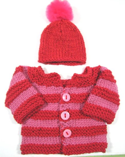 KSS Red Heavy Sweater/Cardigan & Hat (18 Months) - Click Image to Close