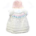 KSS Knitted Natural Baby Dress with Flowers & Hat (9 Months)