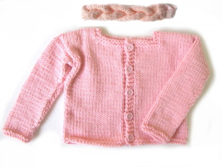 KSS Pink Knitted Acrylic Baby Sweater/Jacket & Headband 4-5 Years SW-706 - Click Image to Close