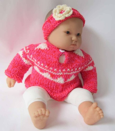 KSS Rose Colored Sweater with a Headband (9 - 12 Months) - Click Image to Close