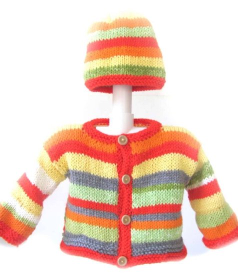 KSS Sunrise Striped Sweater/Jacket with a Hat 9 Months - Click Image to Close