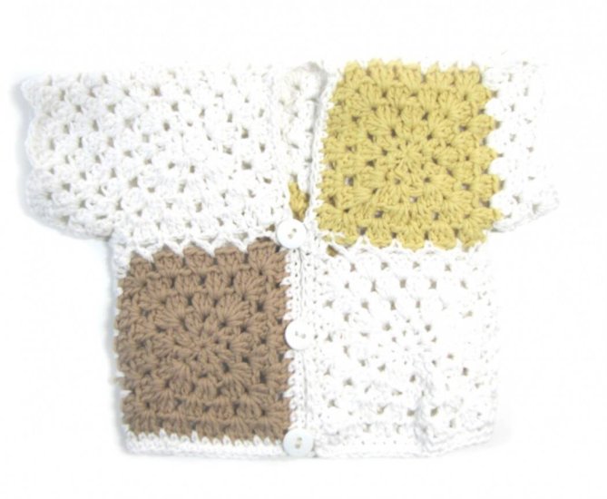 KSS White/Taupe Crocheted Cotton Sweater Vest (6-9 Months)