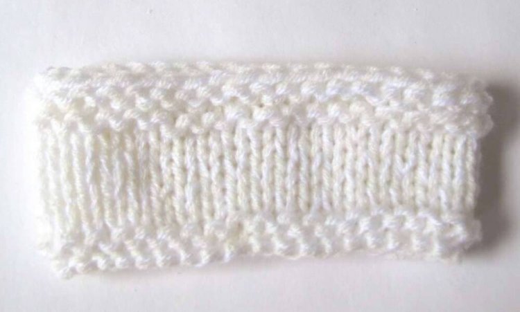 KSS Ivory White Knitted Cotton Baby Headband 13-15" (3-9M) - Click Image to Close
