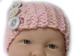 KSS Pink Knitted Cotton Headband with Buttons 13 - 16"