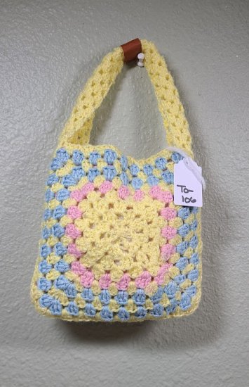 KSS Handmade Kids/Adults Lined Granny Square Crochet Small Bag TO-106 - Click Image to Close