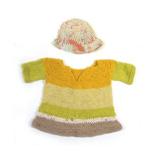 KSS Baby Knitted Nature Colored Cotton Dress and Hat 6 Months DR-158