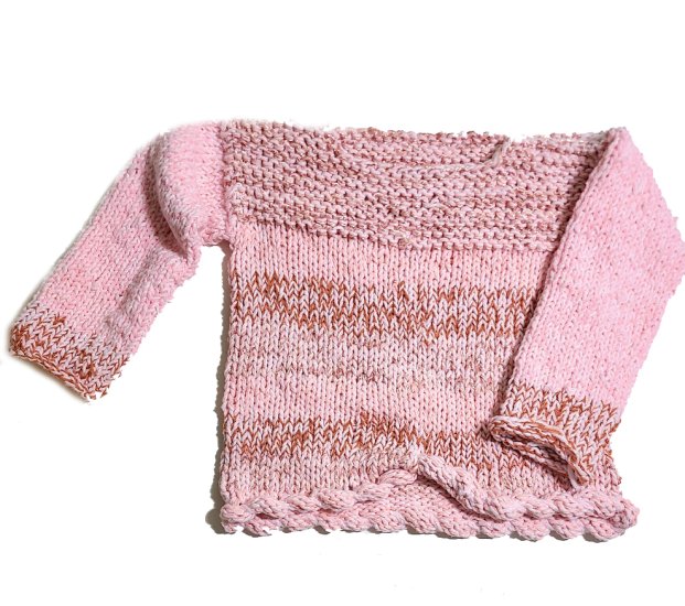 KSS Heavy Pink/Beige Striped Toddler Pullover Sweater 3T SW-1109