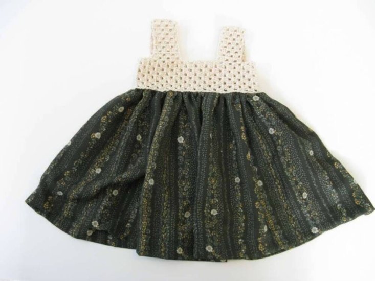 KSS Green with Natural Crocheted Top Dress (12 Months) - Click Image to Close