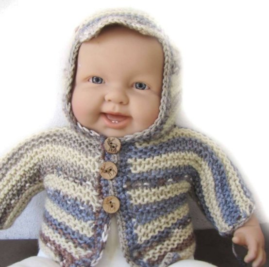 KSS Grey/Yellow Hooded Baby Sweater/Jacket 3 Months - Click Image to Close