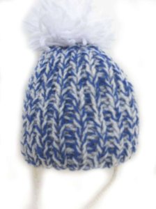 KSS Blue/White Hat with a Pom Pom (NB - 12 Months)
