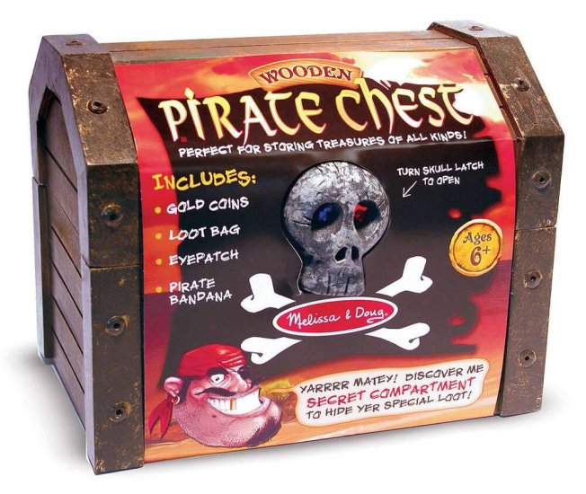 Melissa & Doug Wooden Pirate Chest - Click Image to Close