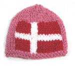KSS Pink Beanie with a Danish Flag 16" (3 - 6 Months)