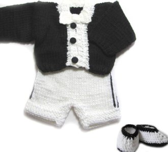 KSS Black Cardigan with White Tie and Pants (3 - 6 Months)