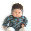 KSS Aqua/Brown Colored Soft Sweater with a Hat (9 - 12 Months)