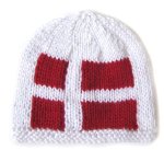 KSS Medium White Baby Beanie with a Danish Flag 15" 12 Months HA-586