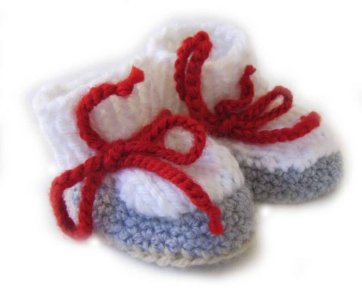 KSS Grey and White Crocheted Booties 6-9M