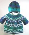KSS Blue/Green/White Pullover Sweater with a Hat (6 Months) SW-617