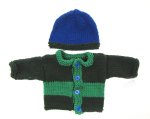 KSS Blue/Green Striped Sweater/jacket and Hat (3-6 Months) SW-881