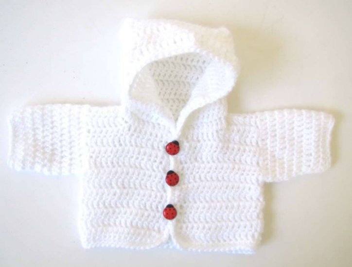 KSS White Hooded Sweater/jacket w Buttons 60cm (3 Months) - Click Image to Close