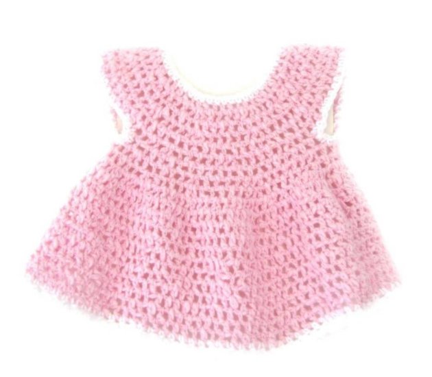 KSS Crocheted Pink Cotton Baby Dress and Hat 3 Months - Click Image to Close