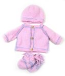 KSS Pink with Grey Sweater/Booties with a Hat Newborn SW-996