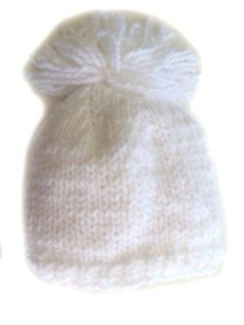 KSS White Hat with a Loose Pom Pom 16" - 18" (2 - 3 Years)
