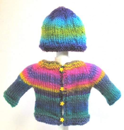 KSS Colorful Sweater/Cardigan with a Hat (3 Months) SW-631 - Click Image to Close