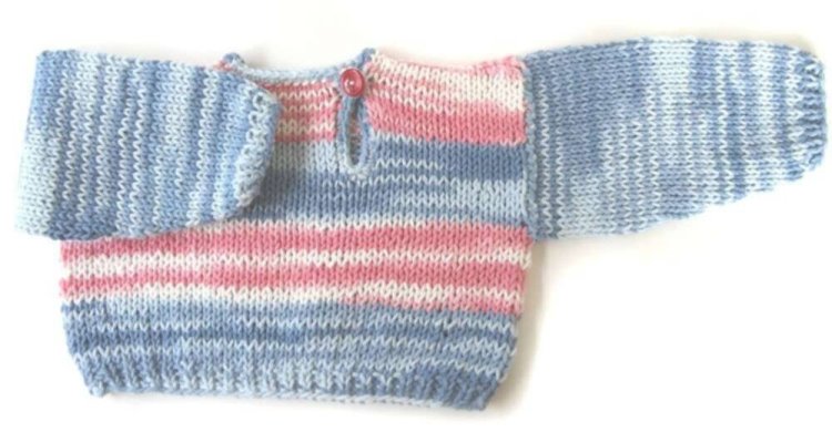 KSS Light Blue and Pink Cotton Sweater and Hat (12 Months)