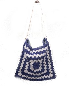 KSS Blue/White Kids/Adults Lined Crocheted Large Bag TO-136