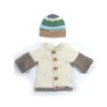 KSS White/Taupe Cotton Cardigan & Hat 3 Months