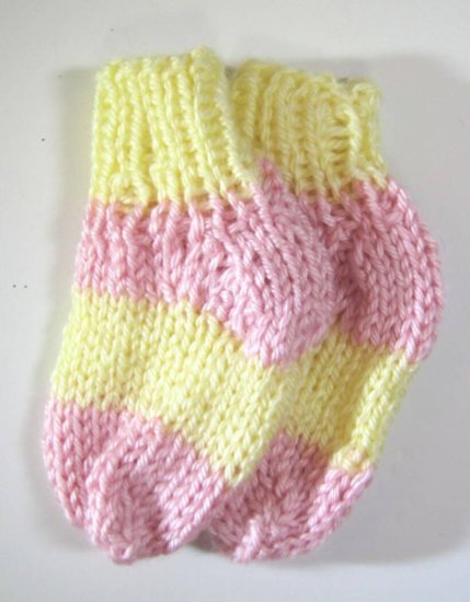 KSS Pink/Yellow Knitted Socks (3-6 Months) - Click Image to Close