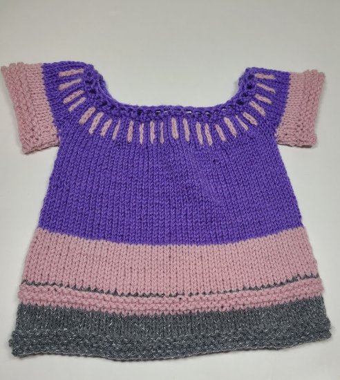 KSS Purple Blocked Knitted Summer Dress 12 Months DR-195 - Click Image to Close