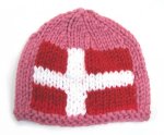 KSS Pink Beanie with a Danish Flag 14" (0 - 6 Months)