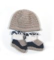KSS Greyish Baby Booties and Hat Set (3 Months) HA-696