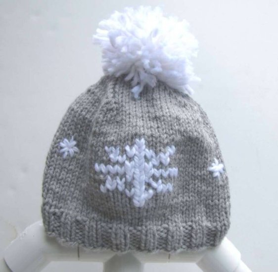 KSS Snowflake Hat with White Pom Pom 14 - 16" (6 -18 Months) - Click Image to Close