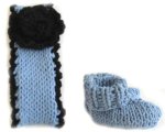 KSS Blue Cotton Booties and headband (3-6 Months)