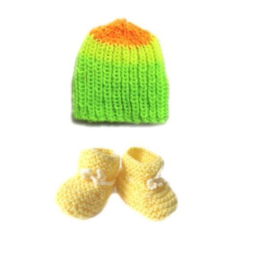 KSS Yellow Acrylic Knitted Soft Baby Booties (0 - 3 Months)