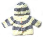 KSS Very Soft Grey/White Cardigan and Hat 3 Months SW-1037